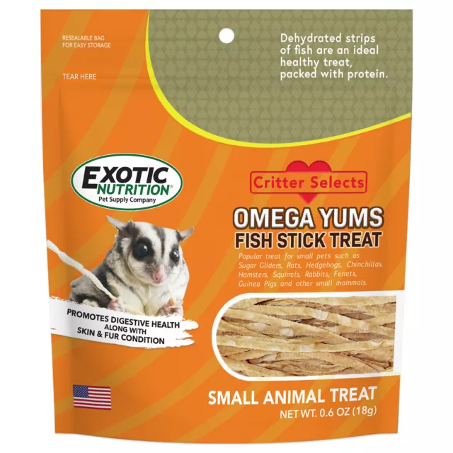 Omega Yums Fish Stick Treat for Sugar Gliders Hamsters Squirrels Rats and More!