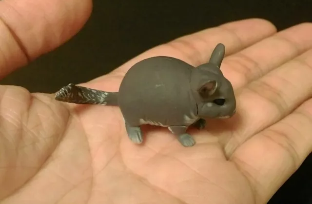 RARE Kaiyodo Choco Q Pet Animal 4 Dark Gray Chinchilla A Figure Cute!