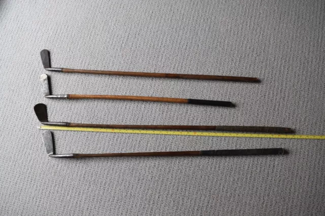 Four Hickory Shaft Wooden Golf Clubs various makers