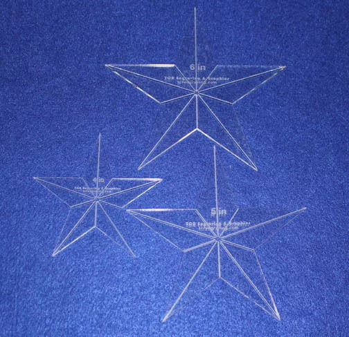 Laser Cut Quilt Templates- 3 Piece Star - Clear Acrylic 1/8"