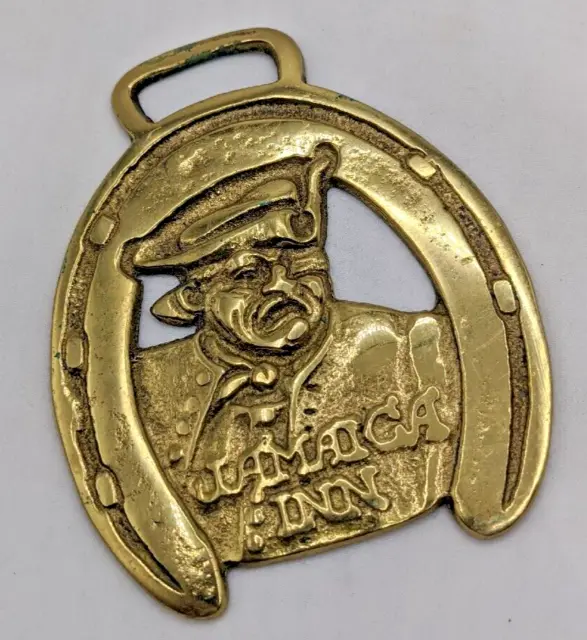 Brass Horse Medallion Vintage English Horseshoe Pirate Jamaica Inn Show Parade