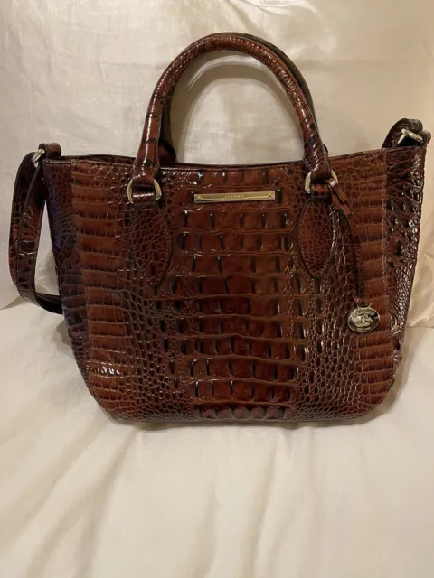 Brahmin Small Ashlee Satchel/Crossbody Pecan Melbourne Leather EUC