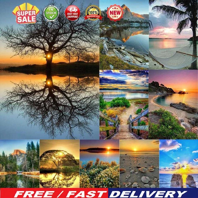5D Hágalo usted mismo Taladro completo Diamante Pintura Paisaje Bordado Artesanía Kit Home Wall Art