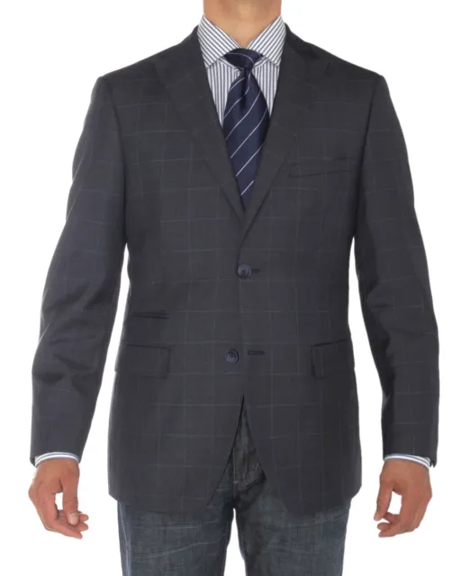 Luciano Natazzi Mens 2 Button Modern Fit Suit Jacket Ticket Pocket Blazer