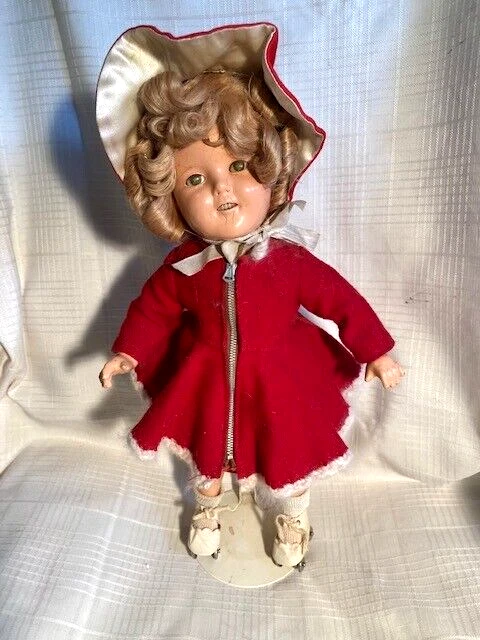 Vintage 1930's Shirley Temple 16" Composition Doll, Clothes and Skates