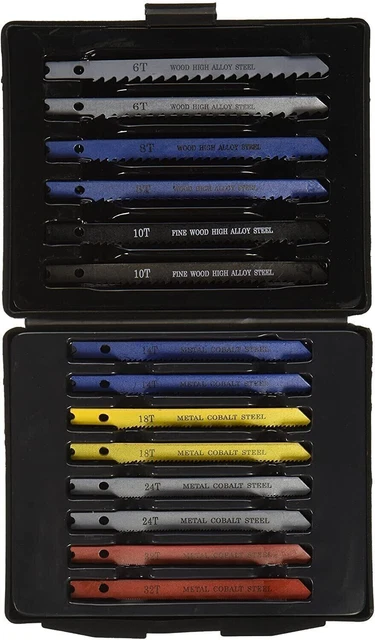 Multi-Purpose Jig-Saw Blades, 14 Pc Assorted Jig Saw Kit Wood, Plastic and Metal