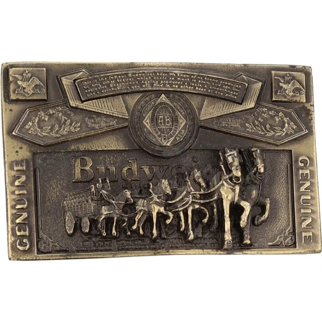 Budweiser Birra Erba Luce Western Cowboy Girl Biker 13 NOS Vintage Belt Buckle