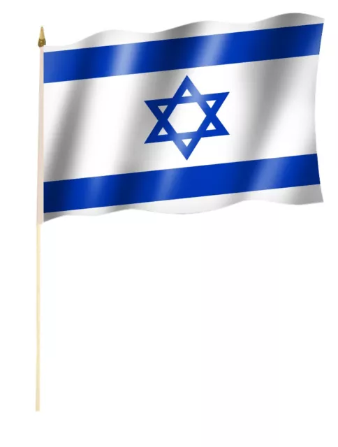 Stockflagge/Stockfahne ISRAEL Flagge/Fahne 30 x 45,Holz Stab 60cm lang