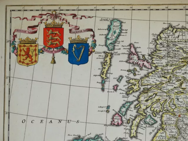 BRITISH ISLES Britain,  Frederick De Wit original antique map circa 1675 3