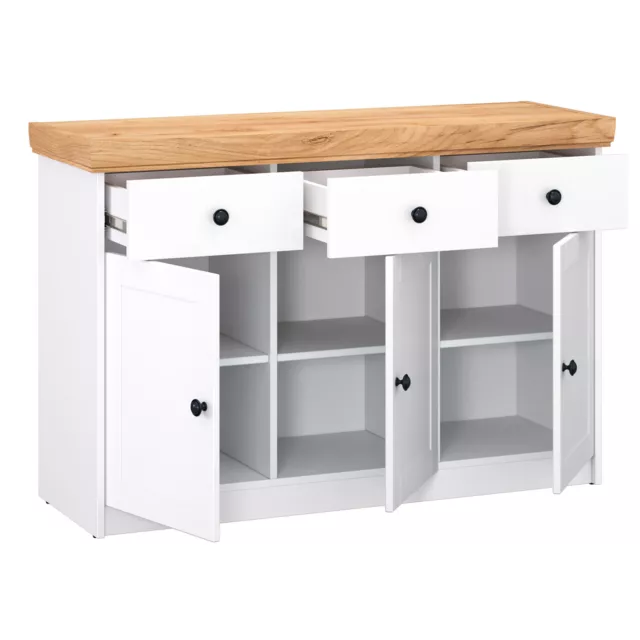 Sideboard Buffet Bois Enfilade Commode Meuble de Rangement 3 Tiroirs Homestyle4u 3