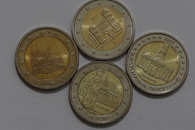 🧭 🇩🇪 Germany 2 Euro - 4 Commemorative Coins B56 #28