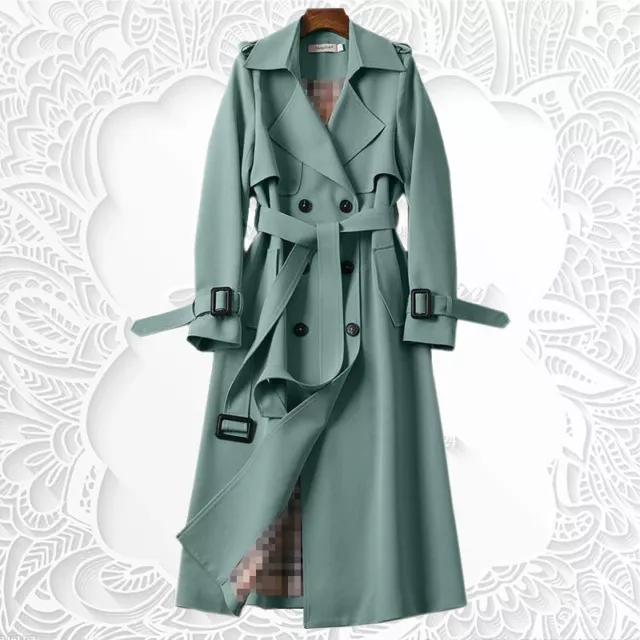 Trench Coat Woman Double Breasted Mid Long Women Trench Coat Overcoat