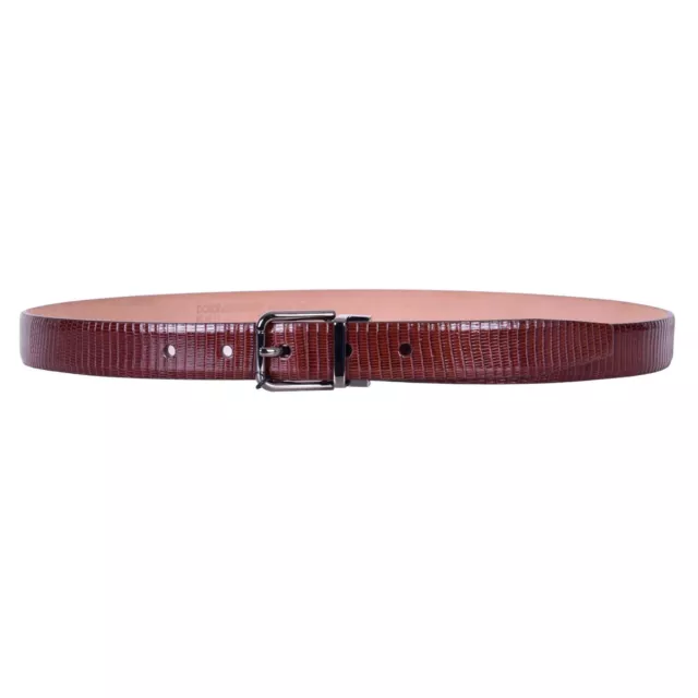 Dolce & Gabbana Ceinture En Lézard Avec Boucle de Rouleau Braun 07810