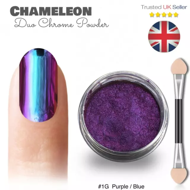 Nail Chameleon Chrome Powder Ultra Colour Shifting Mirror Effect Nails Turquoise