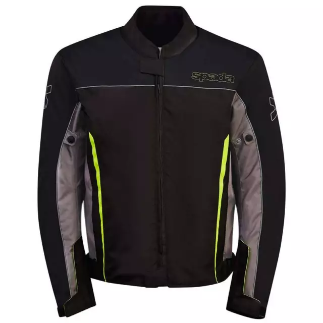 Spada Pace Ce Wp Waterproof Sports Length Motorcycle Bike Jacket Black Grey Fluo