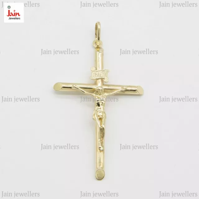 18 Kt, 22 Kt Gold Handmade Jesus Crocifix Cross Necklace Pendant 5- 25 Gms 70 MM