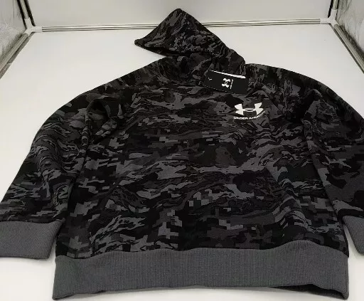 New Under Armour Youth Rival Fleece ABC Camo Hoodie 1366305 Pitch Grey/Black YMD