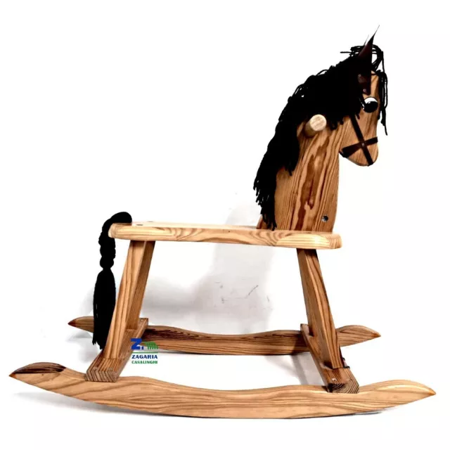 Cavallo Cavalluccio In Legno A Dondolo Gioco Per Bambini Cm 64X26X55 H