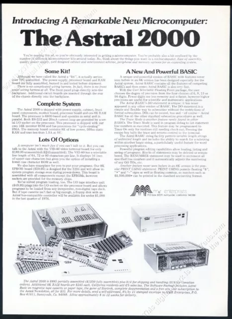 1977 Astral 2000 computer system photo vintage print ad