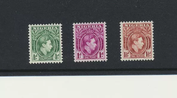 King George VI Nigeria  Mint Never Hinged 1938 Short Set of 3 Different