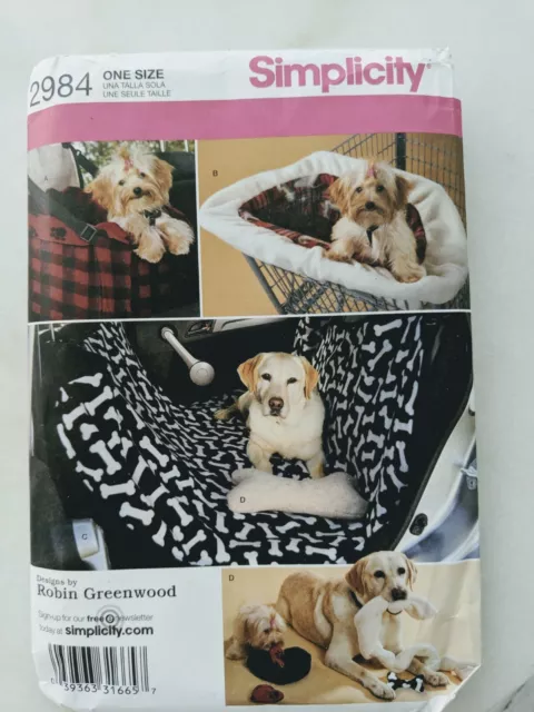 Pattern Simplicity  2984 Dog Travel Accessories Car Seat Cart Cover Toys  UNCUT