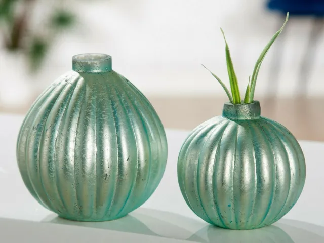 Flasche Dekoflasche Vase Väschen Glas lackiert grün 7 / 10 cm hoch Größenwahl