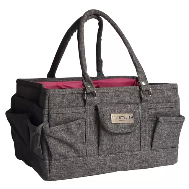 Deluxe Tote Organiser Heather Grey 30 x 20 x 18 cm | Sew Stylish