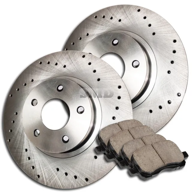 A0165 FIT 1998 1999 2000 Lexus SC400 REAR Cross Drilled Brake Rotor Ceramic Pads