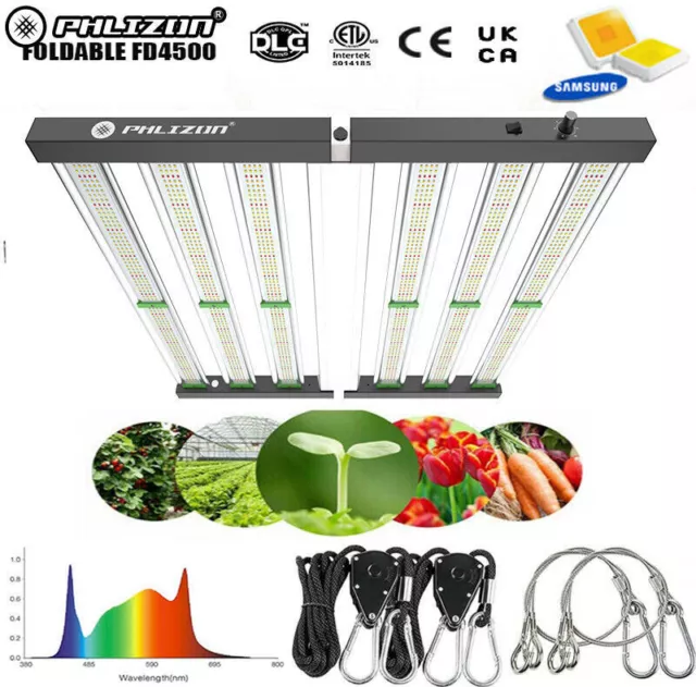 Phlizon LED Grow Light FD4500 Veg Bloom Plants Full Spectrum Lamp CO2 Veg Flower