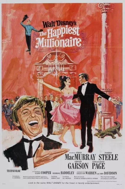 THE HAPPIEST MILLIONAIRE Movie POSTER 27 x 40 Fred MacMurray, Tommy Steele, B