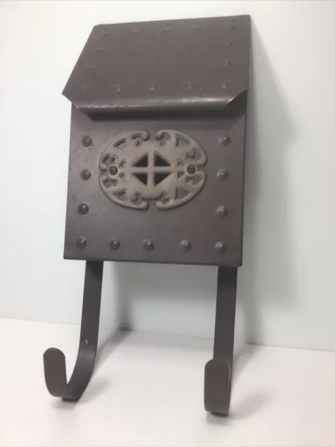 EUC. Vintage Victorian Metal Ornate Gold Porch Mailbox Wall Mounted Paper Holder