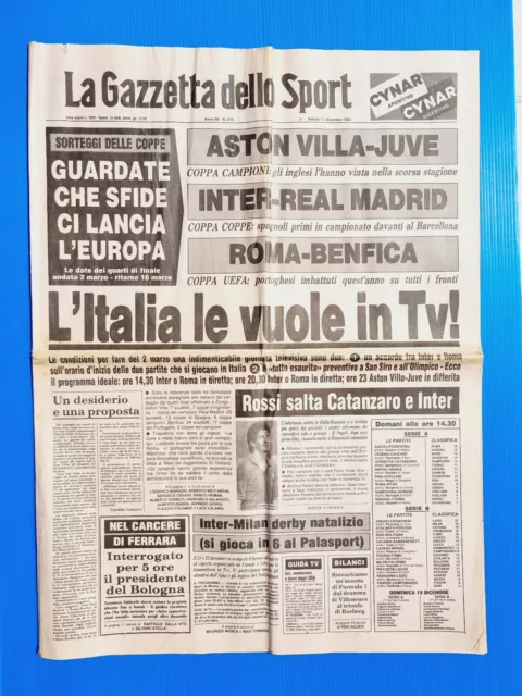 Journal Screen Sport 11 December 1982 Aston Villa-Real Madrid-Benfica-Rossi