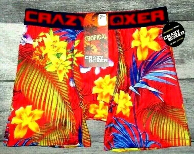 MENS CRAZY BOXER Tropical Floral Hawaiian Boxer Brief Size S (28/30) $17.90  - PicClick
