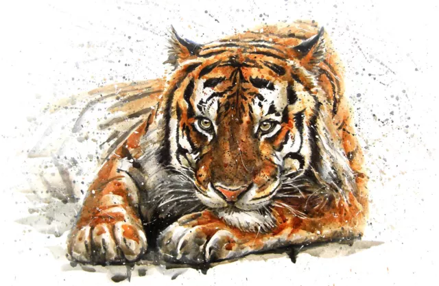 AQ15 Bügelbild Bügeltransfer Aufbügler Aquarell Tiger DIN A4 A5 helle Stoffe