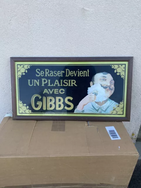 Plaque Publicitaire GIBBS Vintage Rasoir Barbier Loft Coiffeur Non Émaillée