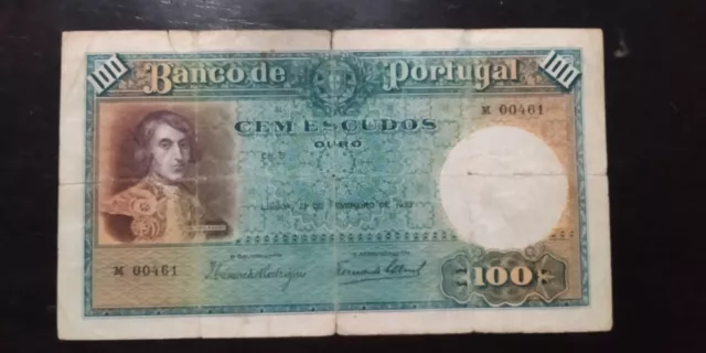 Portugal 100 EscudoS 1935 Banknote P-150