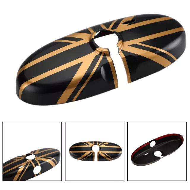 Union Jack UK Flag Rear View Mirror Cover pour MINI Cooper R55 R56 Black/Gold FR