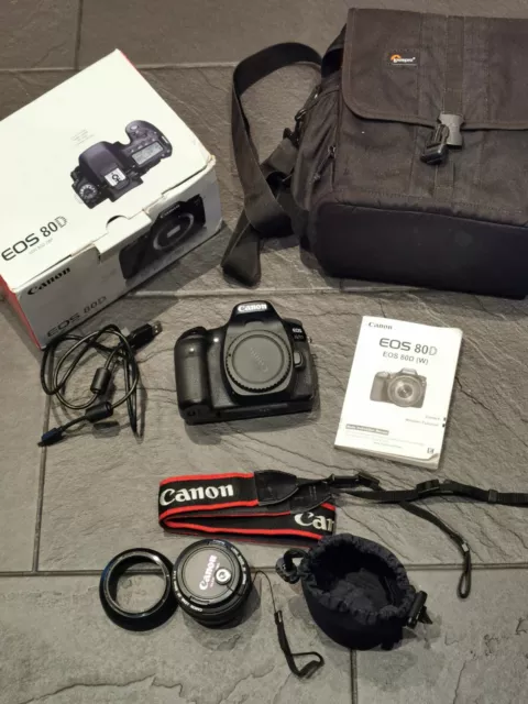 Canon EOS 80D 24.2MP digital SLR camera body + Lens, Bag, Battery, Charger, SD