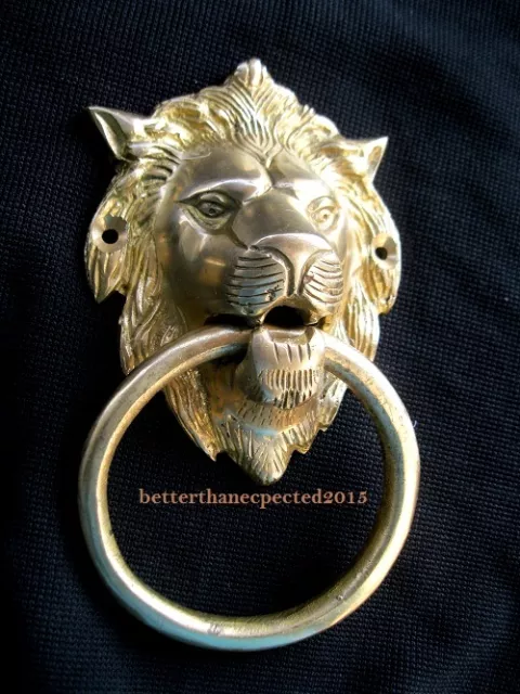 Lion Shape Handcrafted Antique Vintage Style Brass Door Knocker Door Pull 2