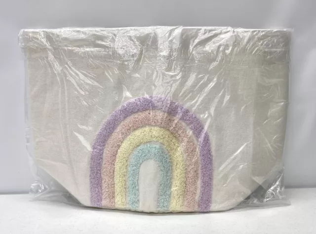 NEW Pottery Barn KIDS Embroidered Toy Dump Storage Bin Basket~Rainbow~*READ