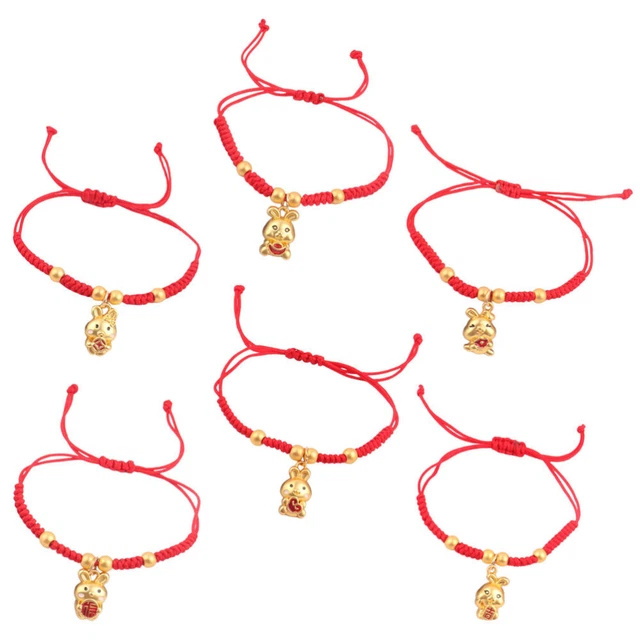 6 Pcs Rotes Seilarmband Sternzeichen Hase Armband Armbänder Für Männer Barren