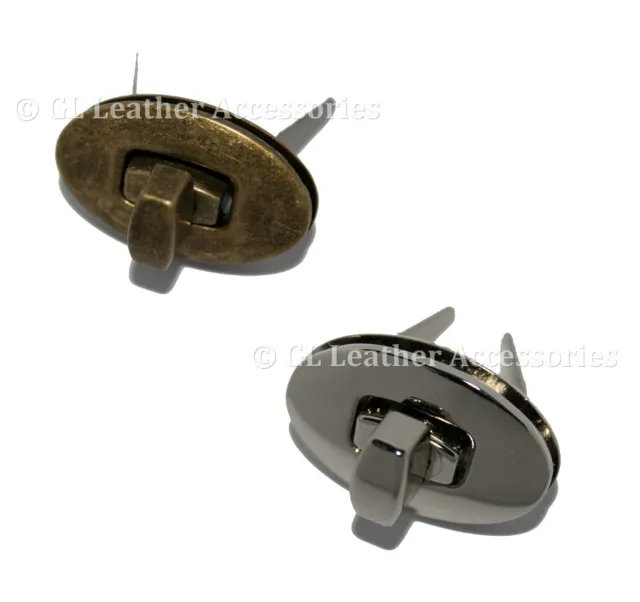 Oval Metal Purse Bag Twist Turn Lock 3.1cm x 1.9cm
