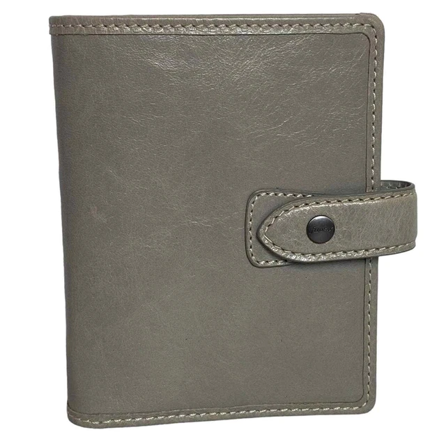 Vintage Filofax Malden pocket organizer antiqued leather in gray approx 4.25x5.5