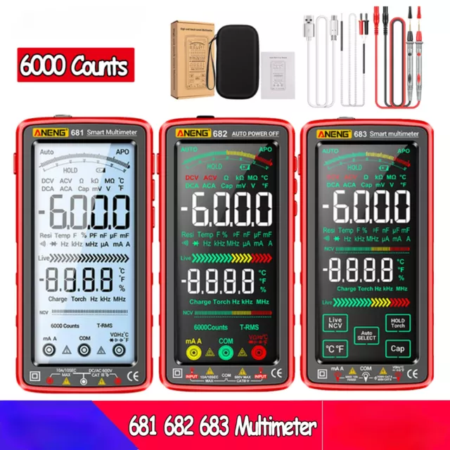 Counts Digital Multimeter Smart Anti-burn Rechargeable Meter NCV Tester New