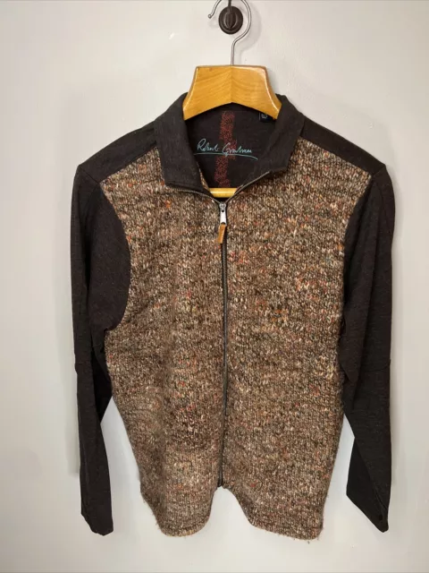 ROBERT GRAHAM FULL Zip Sweater Alpaca Wool Men's Size XL Brown-Rust $40 ...