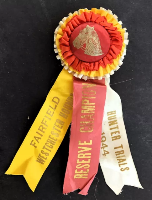 1944 Fairfield Westchester Equestrian Horse Show Red Gold Champion Award Ribbon