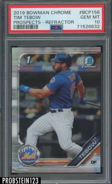 2019 Bowman Chrome Prospects Refractor Tim Tebow Mets RC Rookie 274/499 PSA 10