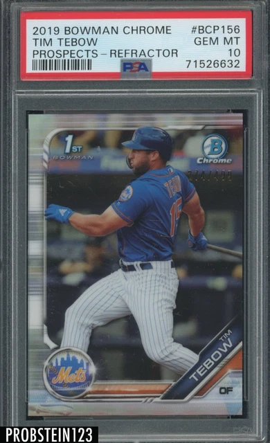 2019 Bowman Chrome Prospects Refractor Tim Tebow Mets RC Rookie 274/499 PSA 10 2019 Bowman Chrome Prospects Refractor Tim Tebow Mets RC Rookie 274/499 PSA 10