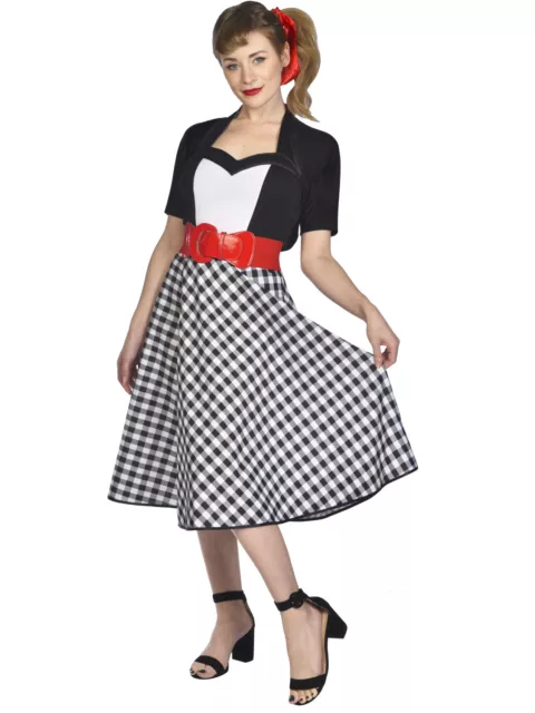 LADIES 1950S FANCY DRESS COSTUME ROCK N ROLL WOMENS OUTFIT 50S 60S FILM  MOVIE 