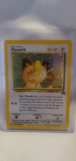 Pokémon Meowth Card #10 Game Boy Stamped Black Star 1995 PROMO Hologram Foil